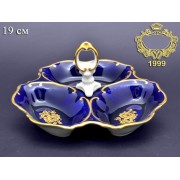 Менажница 19 см Анжелика Золотая Роза Кобальт Отводка золото MZ