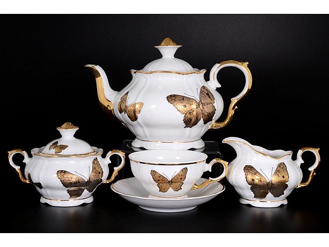 Чайный сервиз Магнолия Золотые бабочки MZ на 6 персон