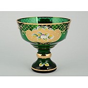 Конфетница стеклянная Лепка зеленая И-В Bohemia Crystal 16 см