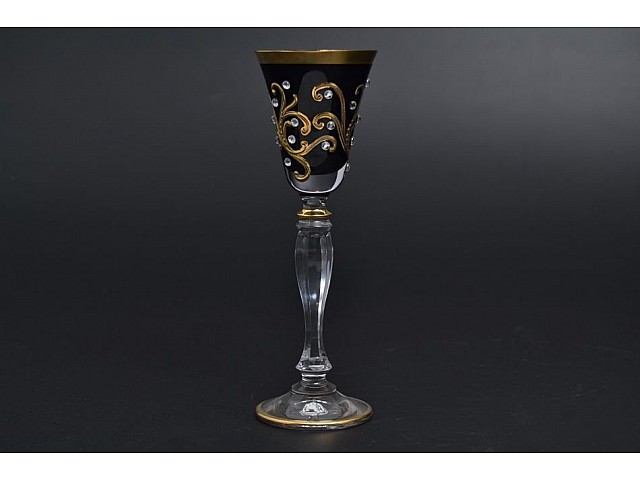 Набор рюмок для водки Bohemia Рельеф стразы Виктория фон черный