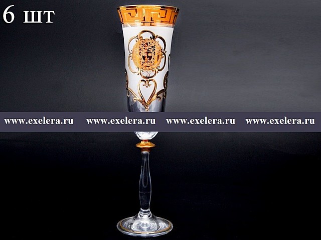 Набор фужеров для шампанского 190 мл Костка Глава Анжела R-G фон Bohemia 6 шт