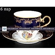 Набор чайных пар 250 мл Офелия Мадонна Кобальт MZ (6 пар)