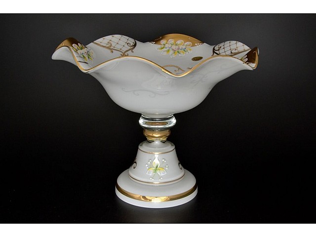 Конфетница Веер 36 см Лепка Белая S-A Bohemia Crystal