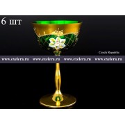 Набор бокалов для мартини 200 мл Bohemia Crystal Лепка Зеленая U-R золотая ножка 6 шт