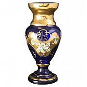 Ваза Лепка Синяя E-V Bohemia на ножке 26 см