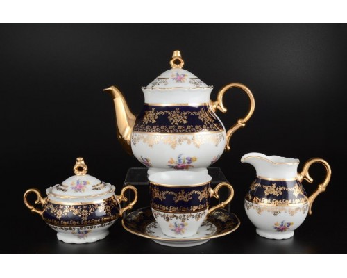 Чайный сервиз Офелия Полевой цветок Кобальт MZ на 6 персон