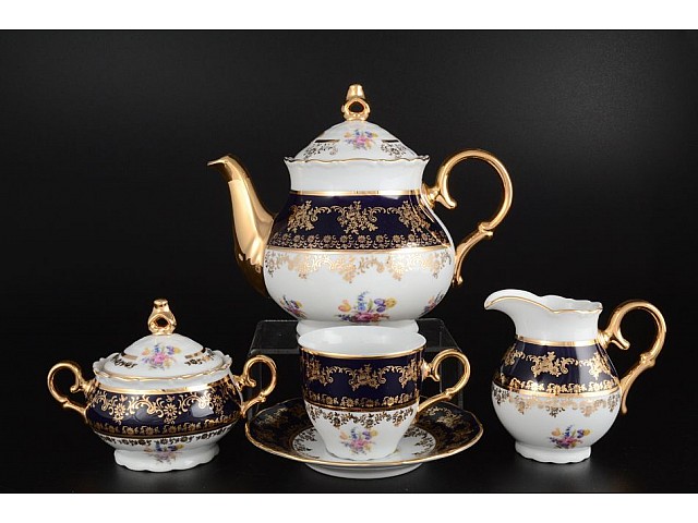 Чайный сервиз Офелия Полевой цветок Кобальт MZ на 6 персон