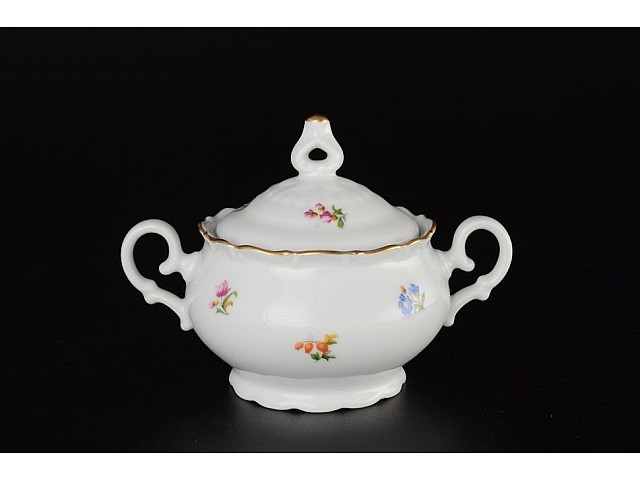 Сахарница 300 мл Офелия Мелкие цветы отводка золото MZ