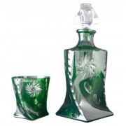 Набор для виски 7 предметов Quadro Зеленый Цветной хрусталь