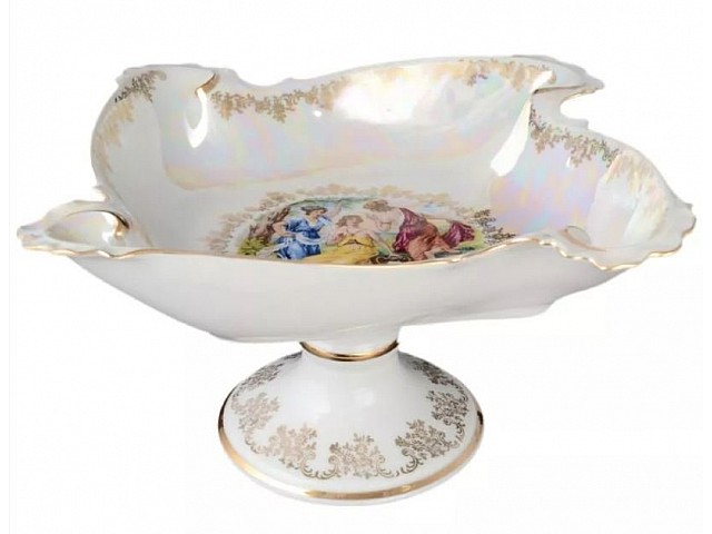 Салатник 31 см на ножке Мадонна перламутр Корона Queens Crown