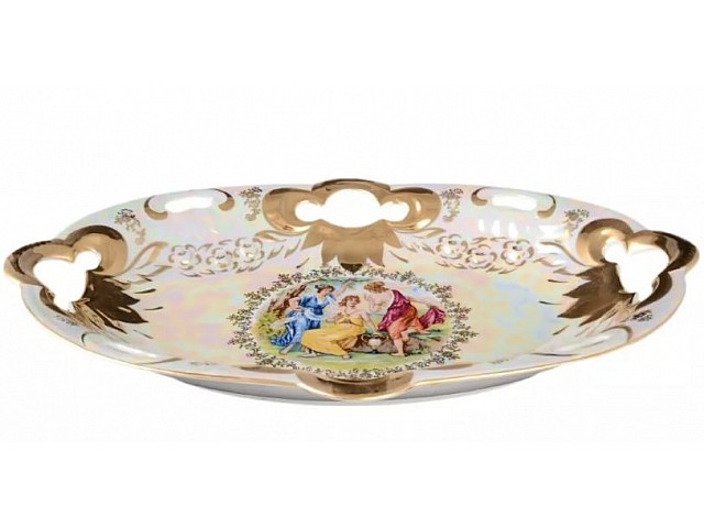 Блюдо овальное 37 см Мадонна перламутр Корона Queens Crown