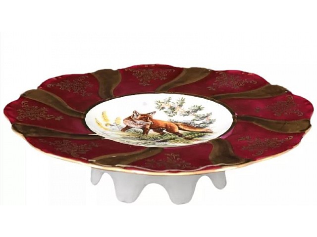 Конфетница Охота красная Корона Queens Crown плоская 20 см