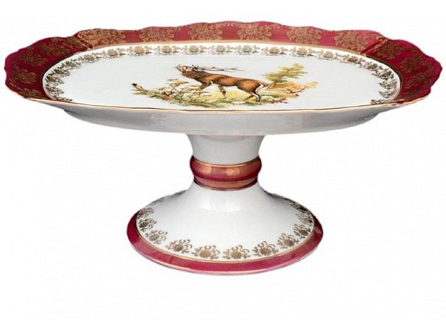 Блюдо овальное 21см Охота красная Корона Queens Crown