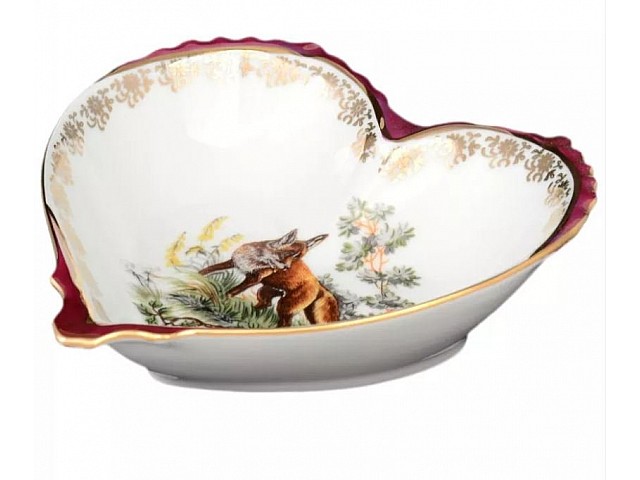 Конфетница сердце 15 см Охота красная Корона Queens Crown