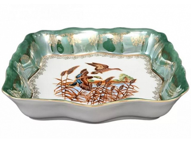 Салатник квадратный 29 см Охота зеленая Корона Queens Crown