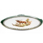 Блюдо овальное Охота зеленая Queens Crown 33 см