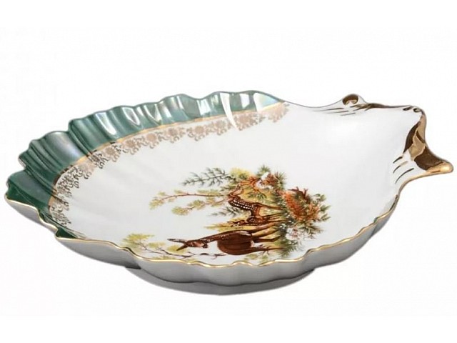 Салатник Ракушка 21 см Охота зеленая Корона Queens Crown