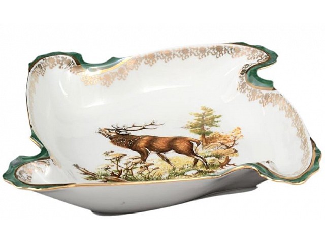 Салатник витой 24 см Охота зеленая Корона Queens Crown