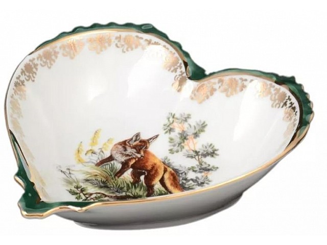 Конфетница Сердце 15 см Охота зеленая Корона Queens Crown