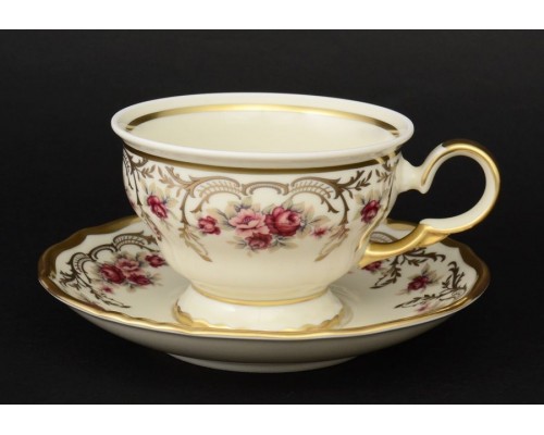 Набор чайных пар 250 мл Анжелика Слоновая кость Амадеус MZ (6 пар)