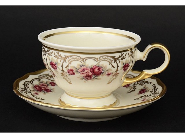 Набор чайных пар 250 мл Анжелика Слоновая кость Амадеус MZ (6 пар)