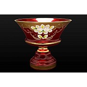 Конфетница на ножке 16 см Bohemia Лепка Гранат B-L