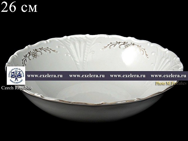 Салатник 26 см Лиана Серый орнамент отводка платина MZ