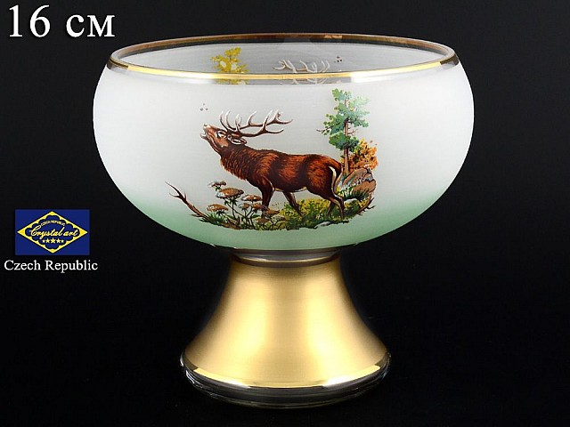 Конфетница 16 см на ножке Охота NB-Arte Bohemia Crystal