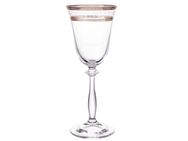 Набор бокалов для вина 185 мл Анжела Золотой лист V-D Bohemia Crystal
