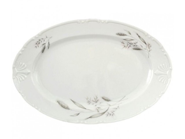 Блюдо овальное 32 см Thun Констанция Серебряные колосья