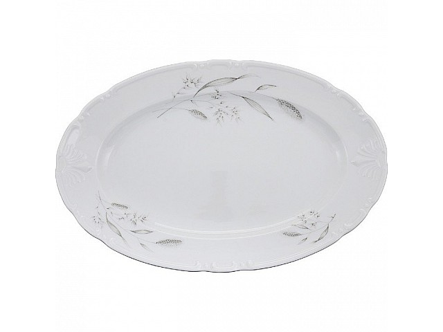 Блюдо овальное 36 см Thun Констанция Серебряные колосья