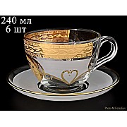 Набор чайных пар 220 мл Версаче Лев R-G фон Bohemia Crystal (6 пар)