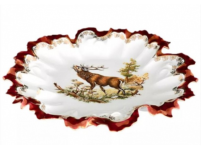 Блюдо фигурное круглое 35 см Охота красная Корона Queens Crown