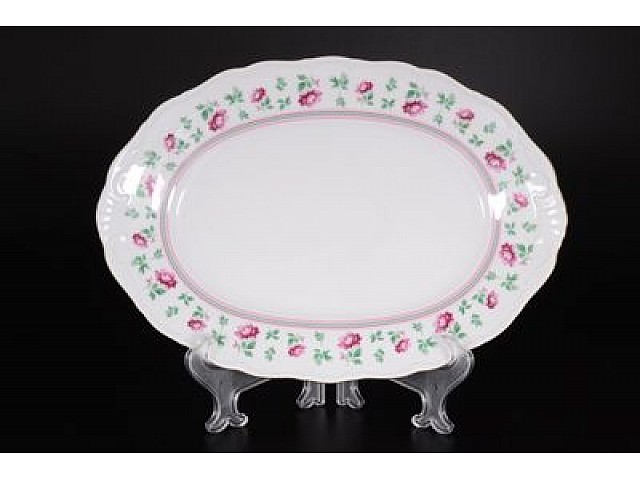 Блюдо овальное 32 см Офелия Плетистая роза Отводка золото MZ