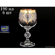 Набор бокалов для вина Золотой узор Bohemia Crystal 190 мл 6 штук