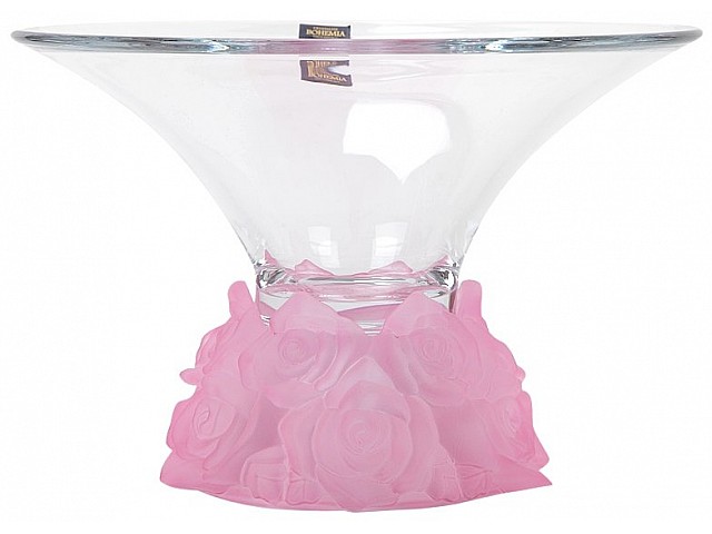 Фруктовница 35 см розовая Розы Bohemia Crystal