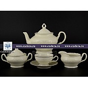 Чайный сервиз Лиана Платиновый узор слоновая кость MZ на 6 персон