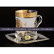 Набор чайных пар 270 мл Версачи Богемия U-R фон Bohemia Crystal (6 пар)