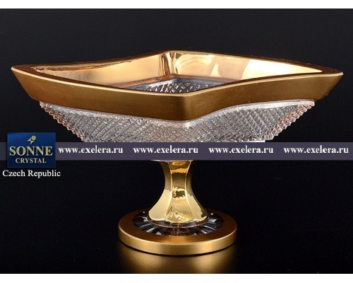Конфетница на ножке Sonne Crystal Золото 20 см