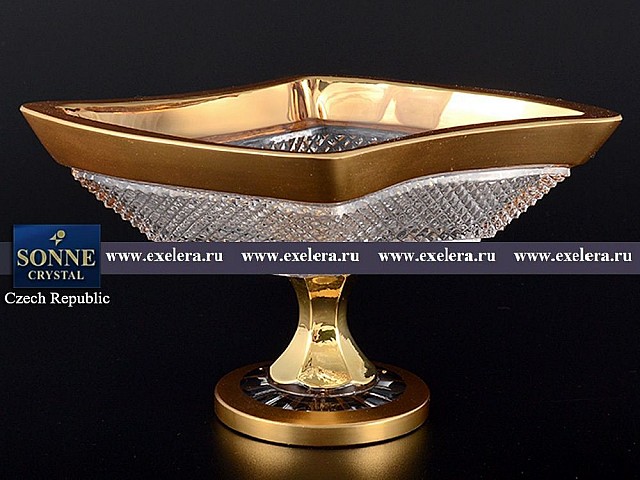 Конфетница на ножке Sonne Crystal Золото 20 см