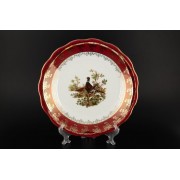 Блюдо круглое 30 см Царская Красная Охота Royal Czech Porcelain 6 шт