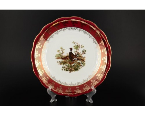 Блюдо круглое 30 см Царская Красная Охота Royal Czech Porcelain 6 шт