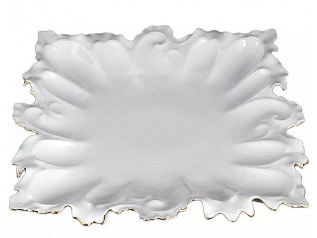 Блюдо фигурное квадратное 41 см Белый узор Корона Queens Crown