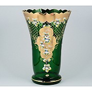 Ваза для цветов И-В зеленая Bohemia Crystal широкая 40 см