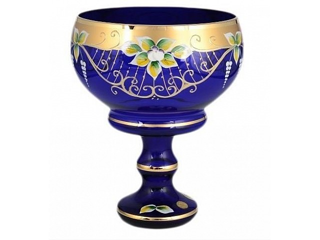 Конфетница Лепка синяя Star Crystal 20 см 23644