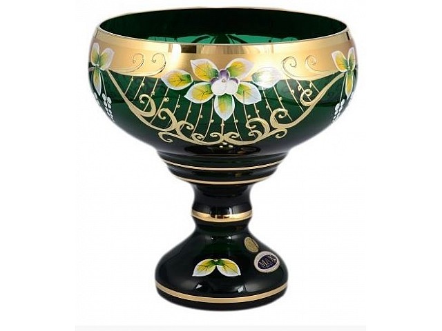 Конфетница Лепка зеленая Star Crystal 20 см 23682