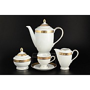 Кофейный сервиз Кристина Платиновая золотая лента Thun на 6 персон
