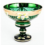 Конфетница на ножке Зеленая Bohemia Star Crystal 13см