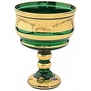 Конфетница 13 см Star Crystal Золотые узоры зеленая