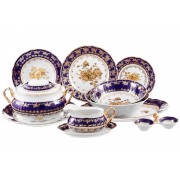 Столовый сервиз Констанция Золотая роза Кобальт 7635400 Thun на 6 персон 27 предметов